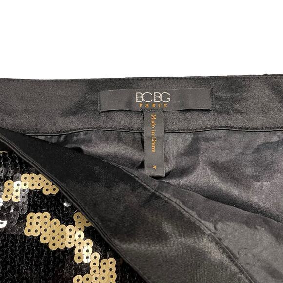 BCBG Paris Black Gold Sequin Animal Print Pattern Size 4 - Picture 4 of 7